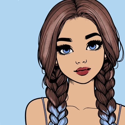 realistic girl with braids