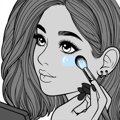 a realistic girl doing her makeup