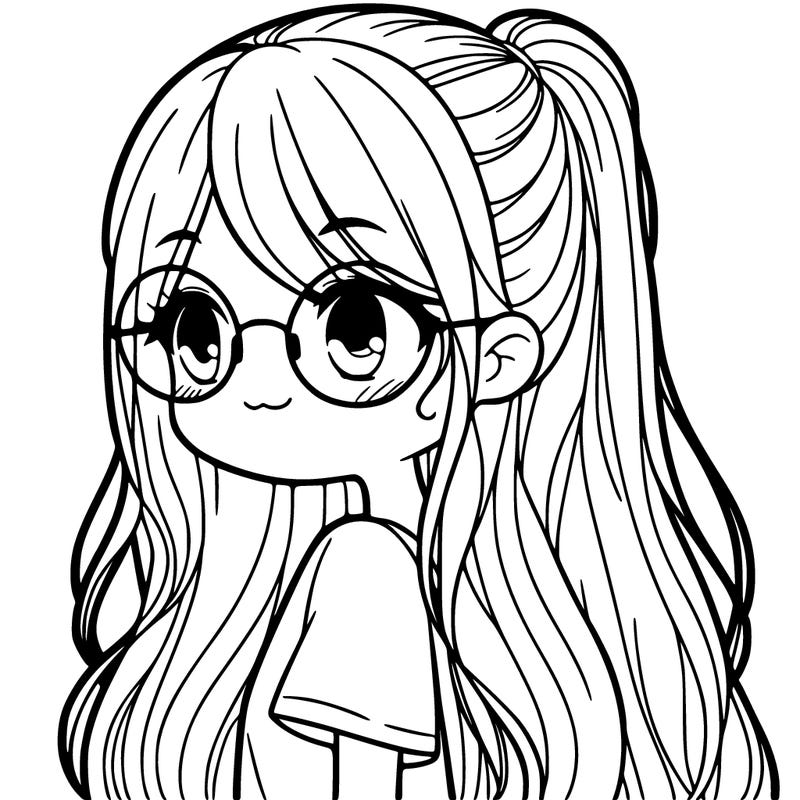 a girl with long hair with glasses