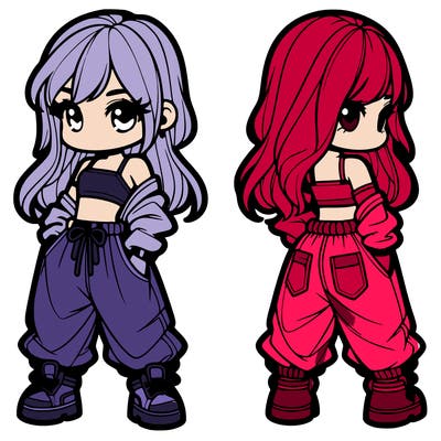 girl in crop top and baggy pants