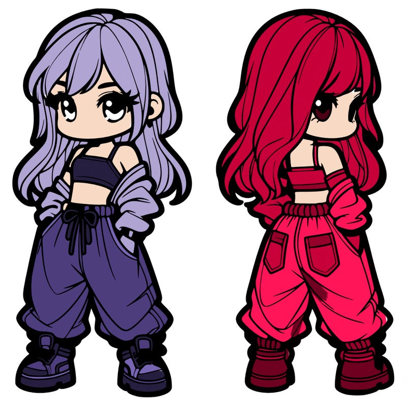 girl in crop top and baggy pants