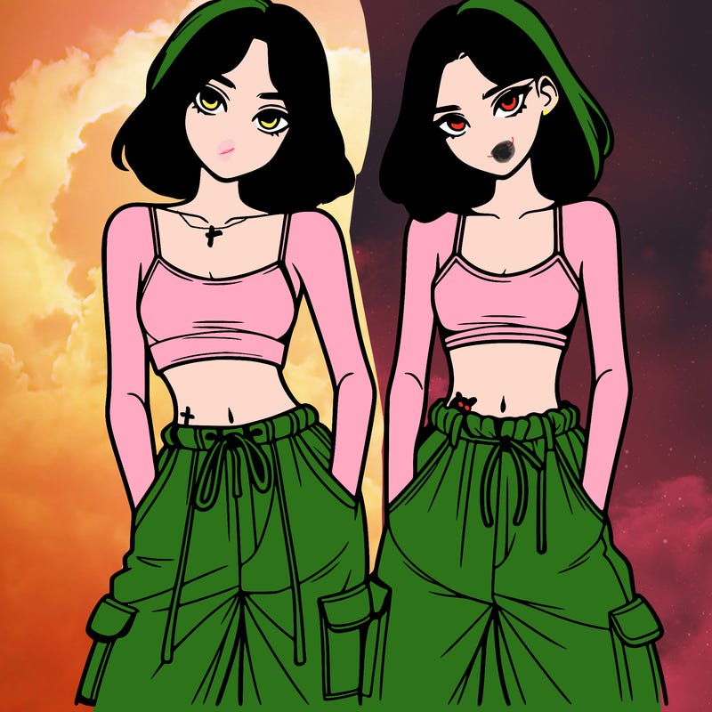 two girls with crop top with baggy pants
