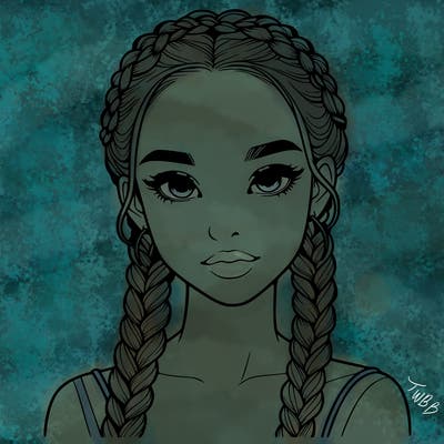 realistic girl with braids