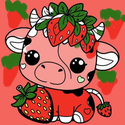 cute strawberry cow