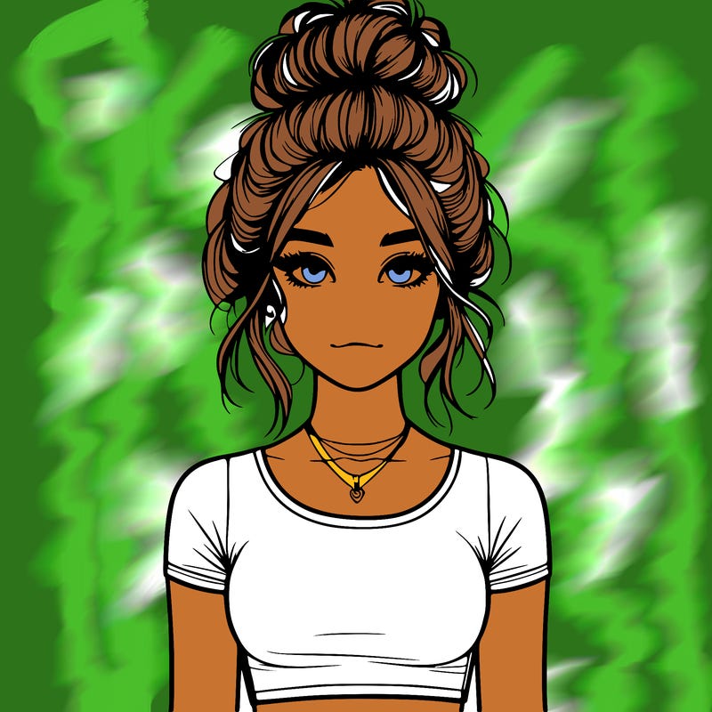 realistic girl with messy bun and croptop