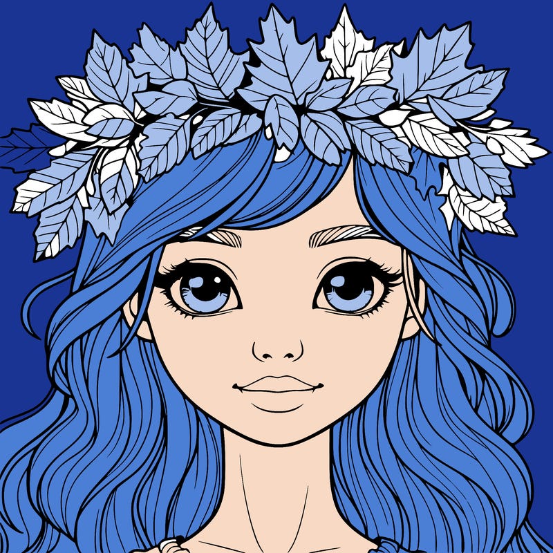 realistic girl with fall leaf crown