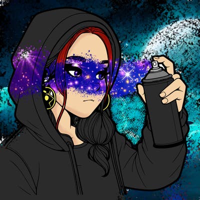 a realistic girl, spray painting