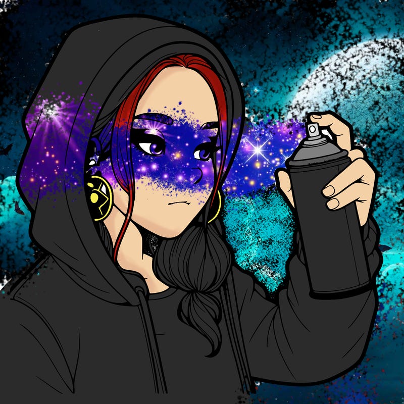 a realistic girl, spray painting