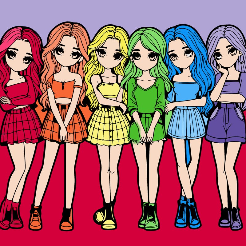 a group of girls realistic