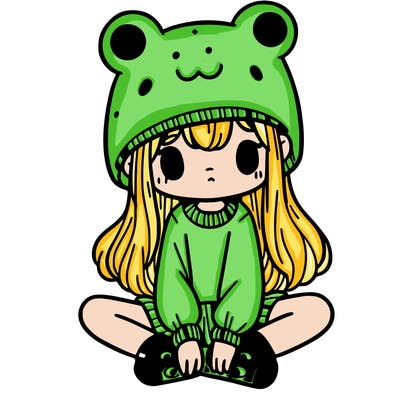 a girl wearing a frog hat and some frog socks