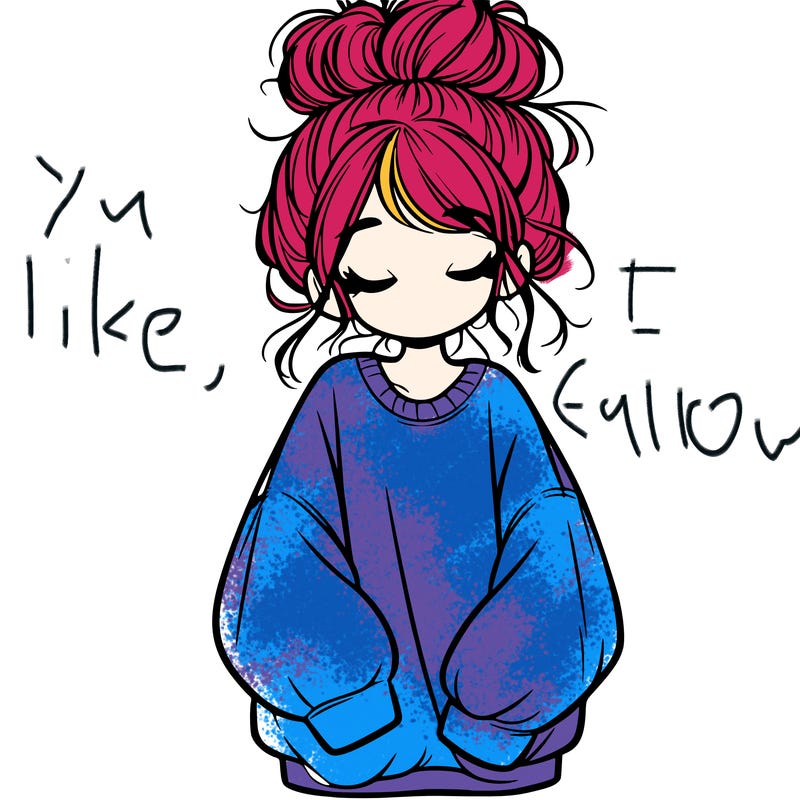 girl with baggy sweatshirt and messy bun