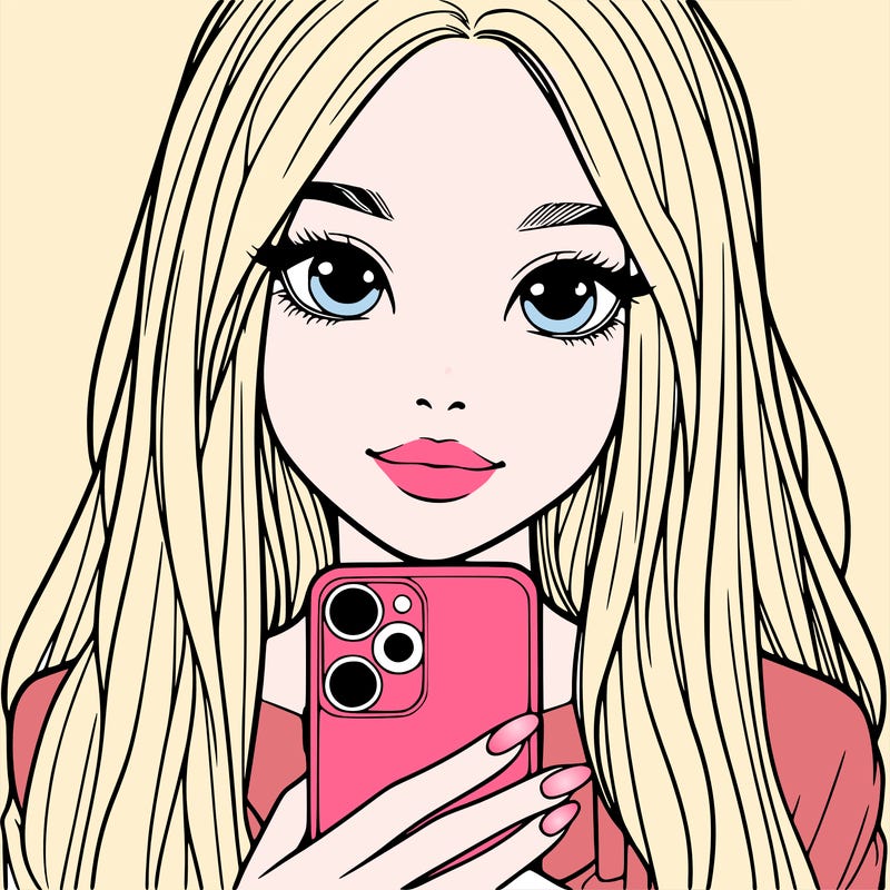 realistic girl with a phone