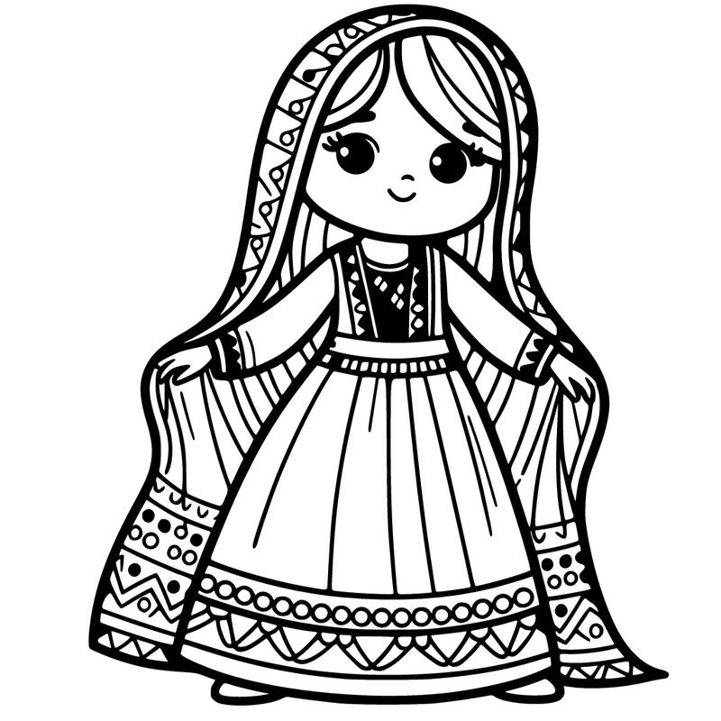 afghan girl with a big and beautiful afghan dress