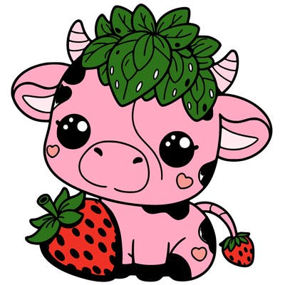 cute strawberry cow