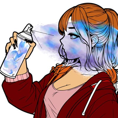 a realistic girl spray, painting