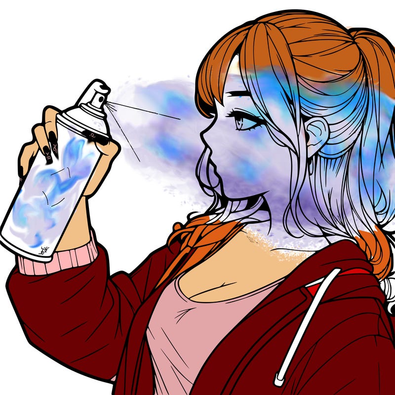 a realistic girl spray, painting