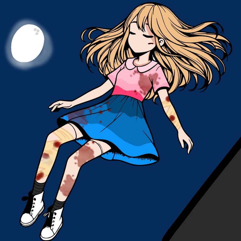 realistic girl floating