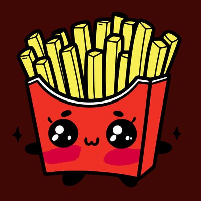 a cute. french fries