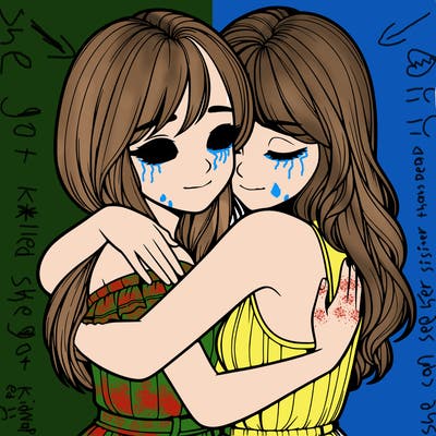 realistic girls hugging