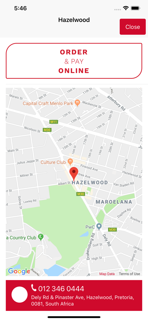 Andiccio24 store locator map showing location address and phone number.