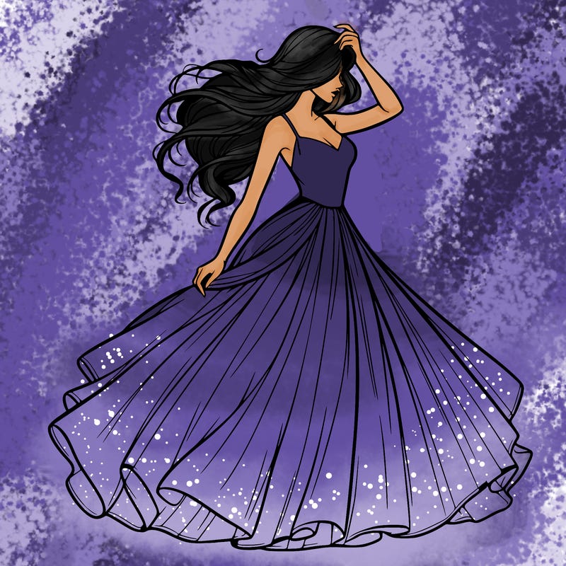 realistic woman with dress flowing in the wind