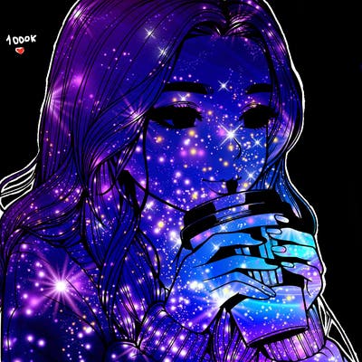 realistic girl drinking coffee