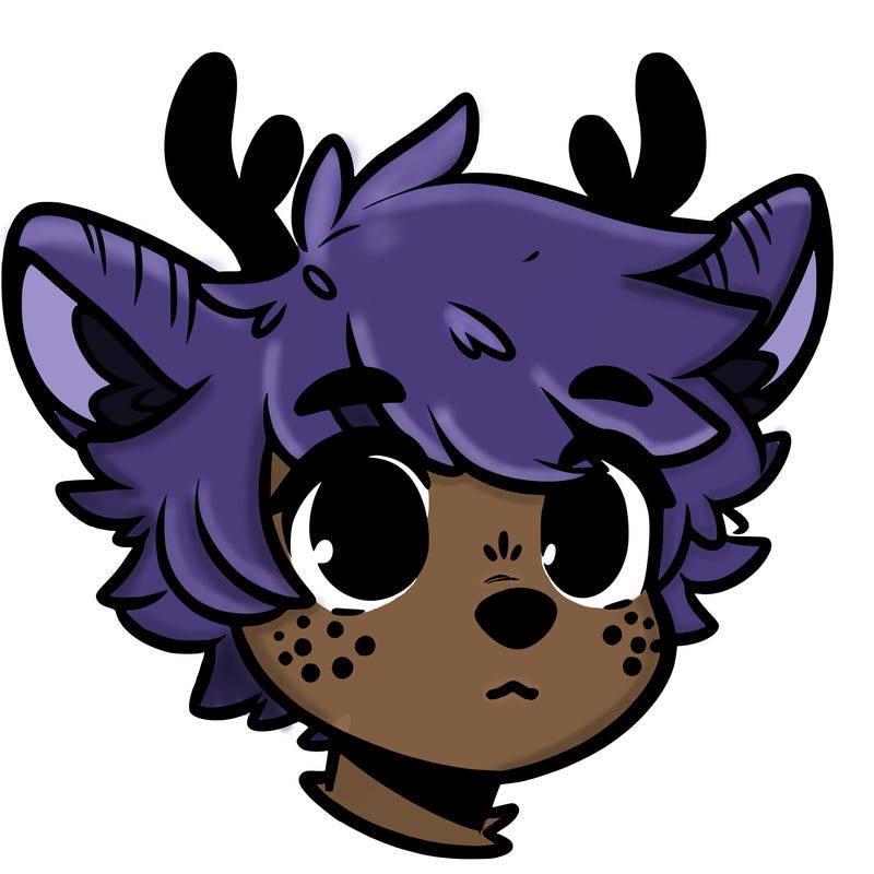 a humanoid deer with soft fluffy ears