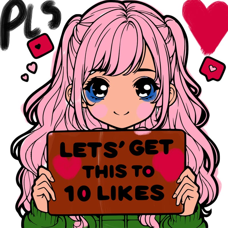 girl holding up sign that says let’s get this to 10 likes realistic