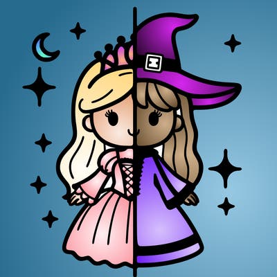 split princess and witch