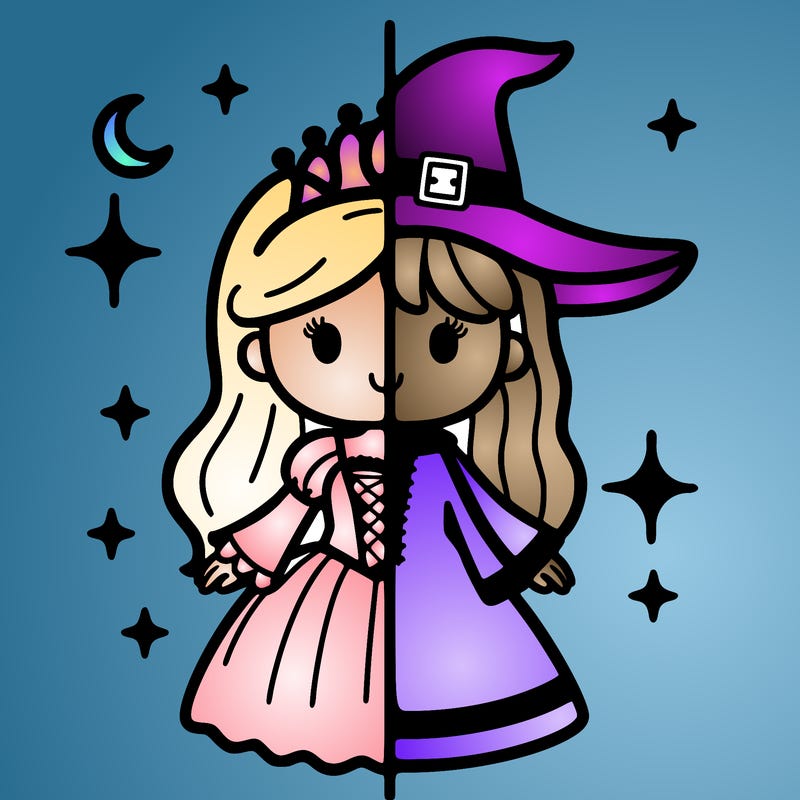 split princess and witch