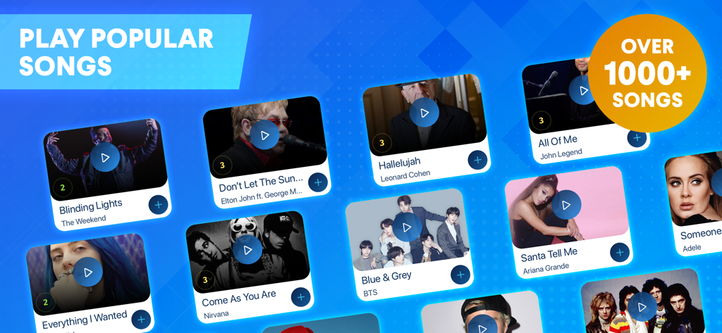 Browse a library of over 1000 popular songs for piano tutorials in the OnlinePianist app