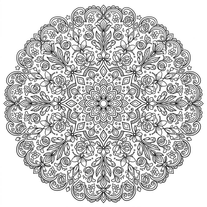 Dive into a beautiful symmetrical world with this Kaleidoscope Flowers coloring page, specially designed to celebrate Pride Month. Express your creativity and honor love and diversity through vibrant colors.