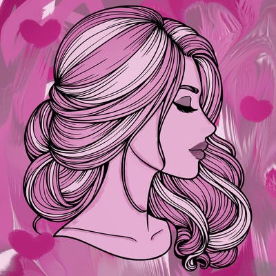 realistic woman's head & hair