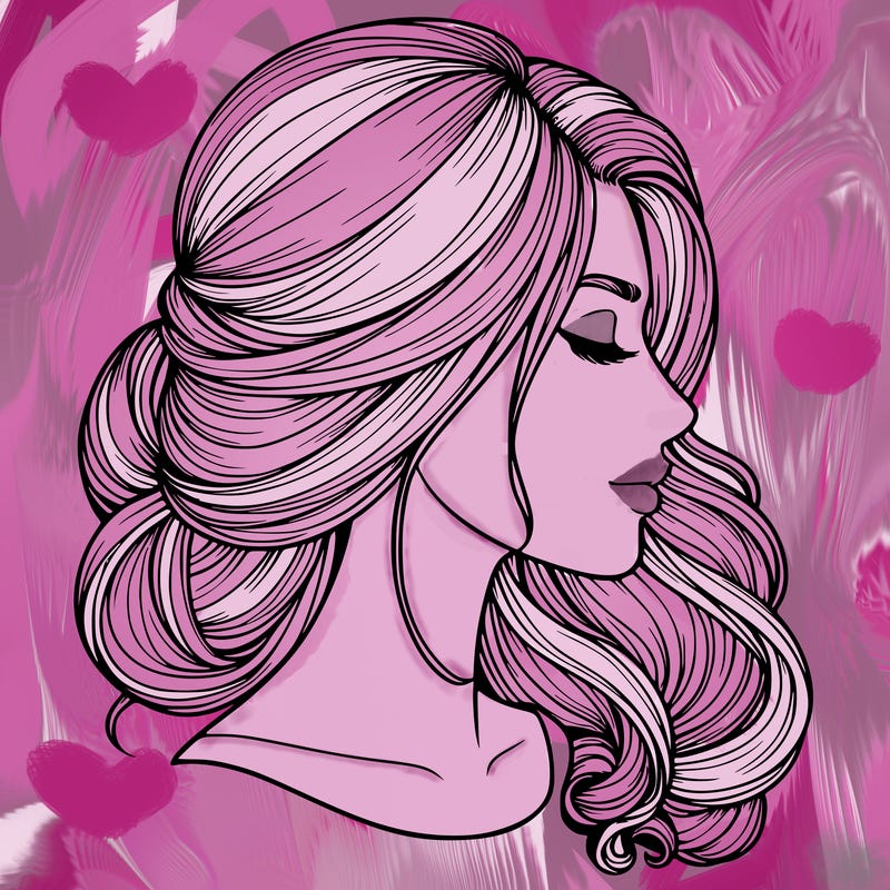 realistic woman's head & hair