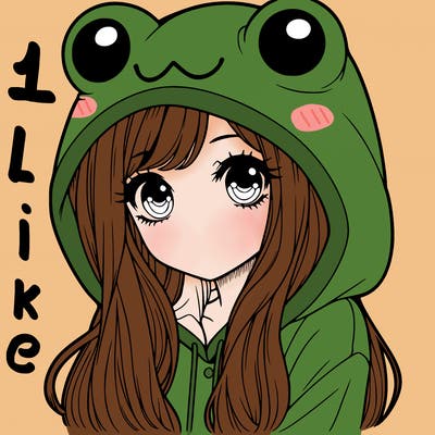a pretty girl wearing a frog hoodie portrait with long hair