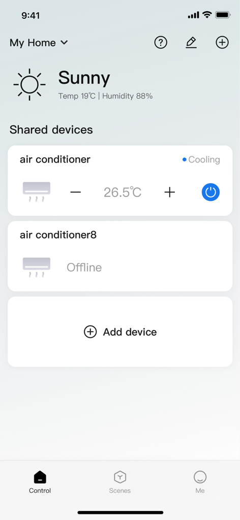 AC Freedom - Interface of the AC Freedom app showing remote temperature controls for a smart air conditioner