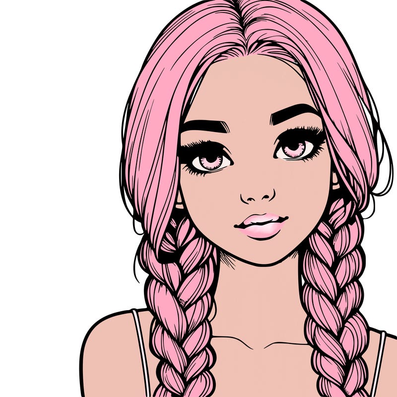 realistic girl with braids