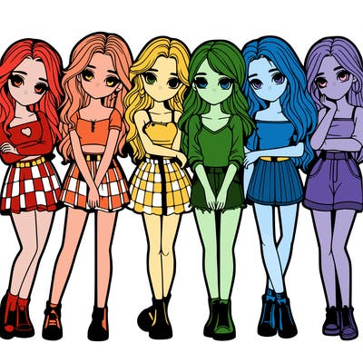 a group of girls realistic