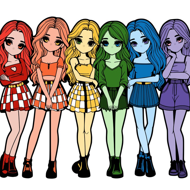 a group of girls realistic