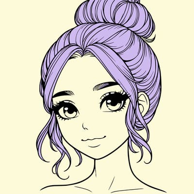 realistic pretty girl with hair in bun