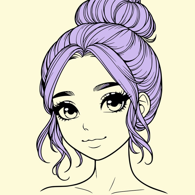 realistic pretty girl with hair in bun