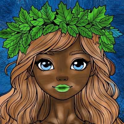 realistic girl with fall leaf crown