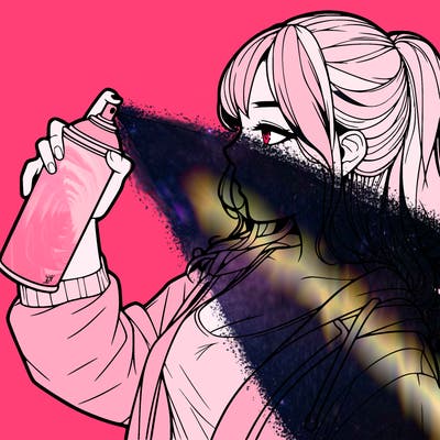 a realistic girl spray, painting