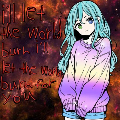 manga teen girl  in a sweater and baggy pants