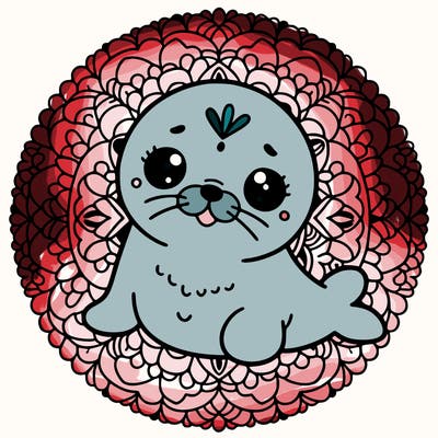 a cute baby seal mandala
