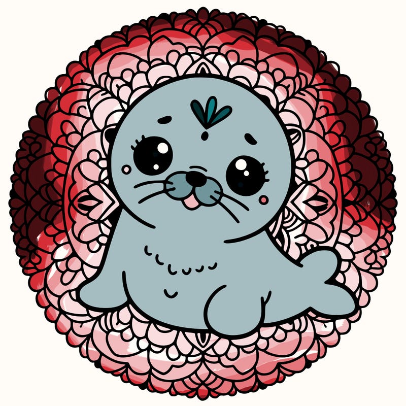a cute baby seal mandala