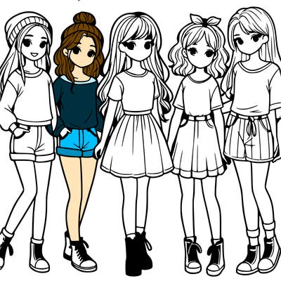 a group of five girls