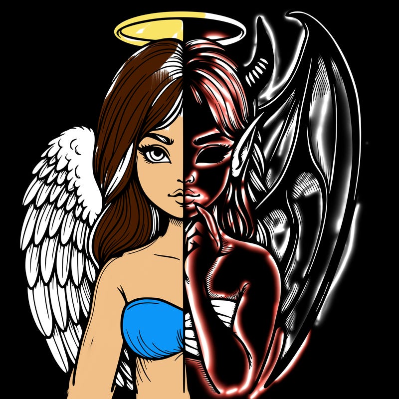 realistic angel half demon