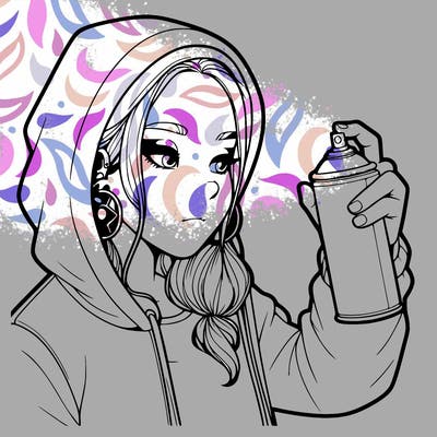 a realistic girl, spray painting