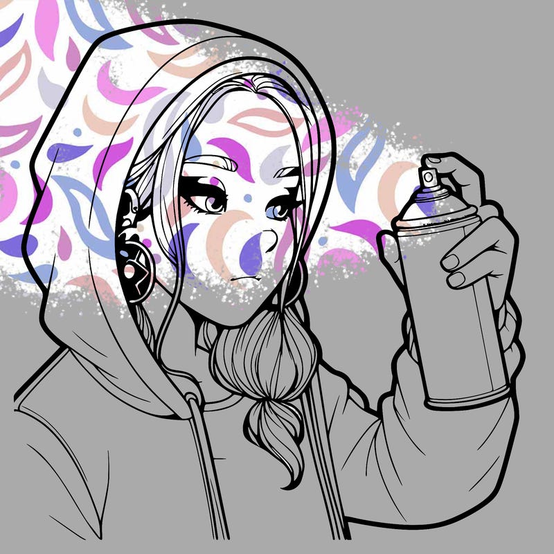 a realistic girl, spray painting